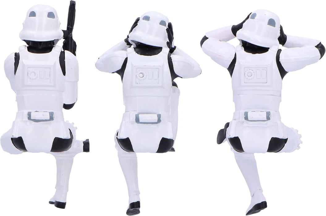 Nemesis Now Three Wise Sitting Stormtrooper Figurines 11cm, Resin, White, Official Original Stormtrooper, Three Wise Shelf Sitters, Sci-Fi Movie Collectible, Cast in The Finest Resin, Handbemalt