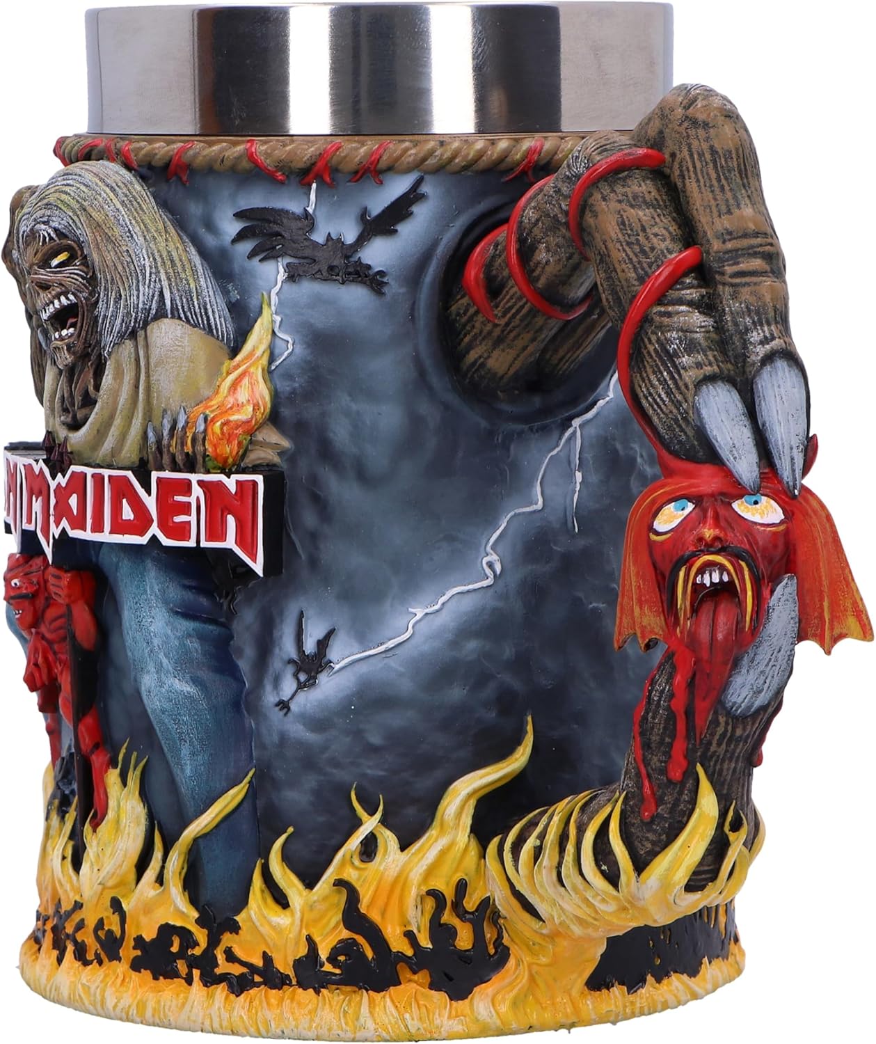 Nemesis Now Iron Maiden The Number of The Beast Bierkrug, Harz, offizieller Iron Maiden Bierkrug, herausnehmbarer Edelstahleinsatz, aus feinstem Harz gegossen, fachmännisch handbemalt
