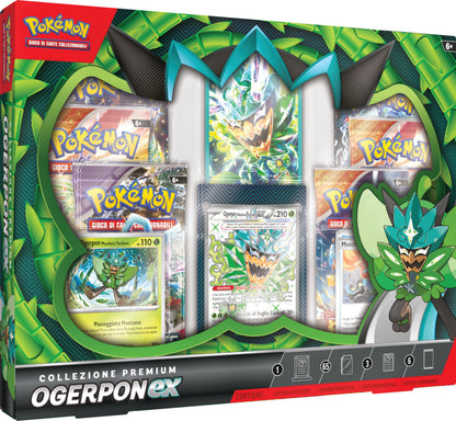 GCC Pokémon:collezione premium Ogerpon-ex (tre carte olografiche e sei buste di espansione)