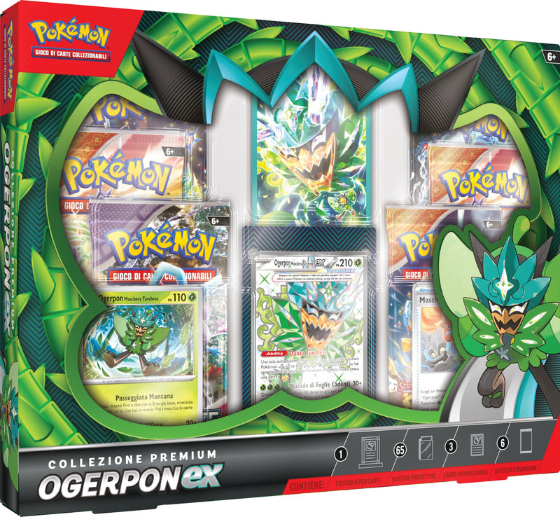 GCC Pokémon:collezione premium Ogerpon-ex (tre carte olografiche e sei buste di espansione)