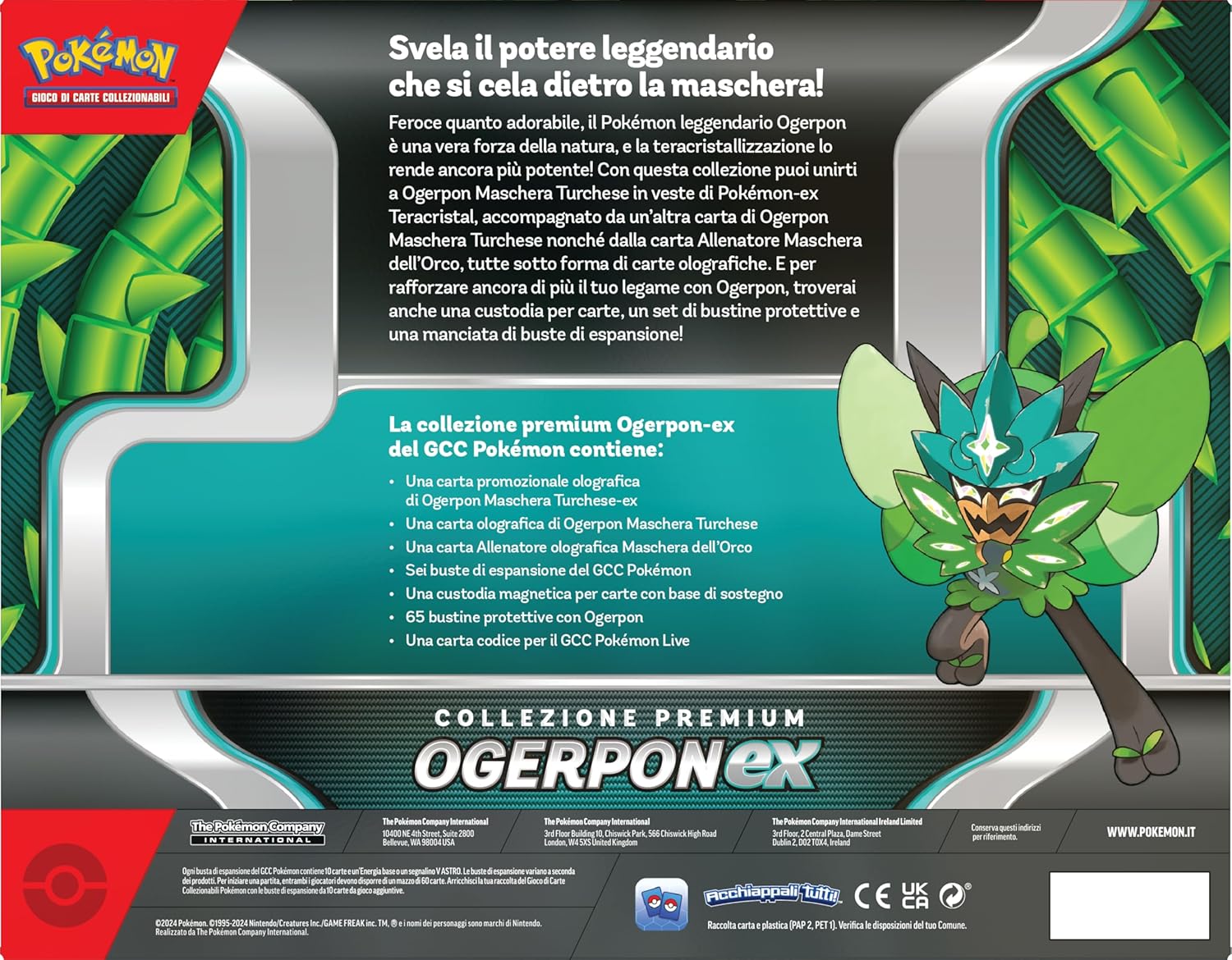 GCC Pokémon:collezione premium Ogerpon-ex (tre carte olografiche e sei buste di espansione)