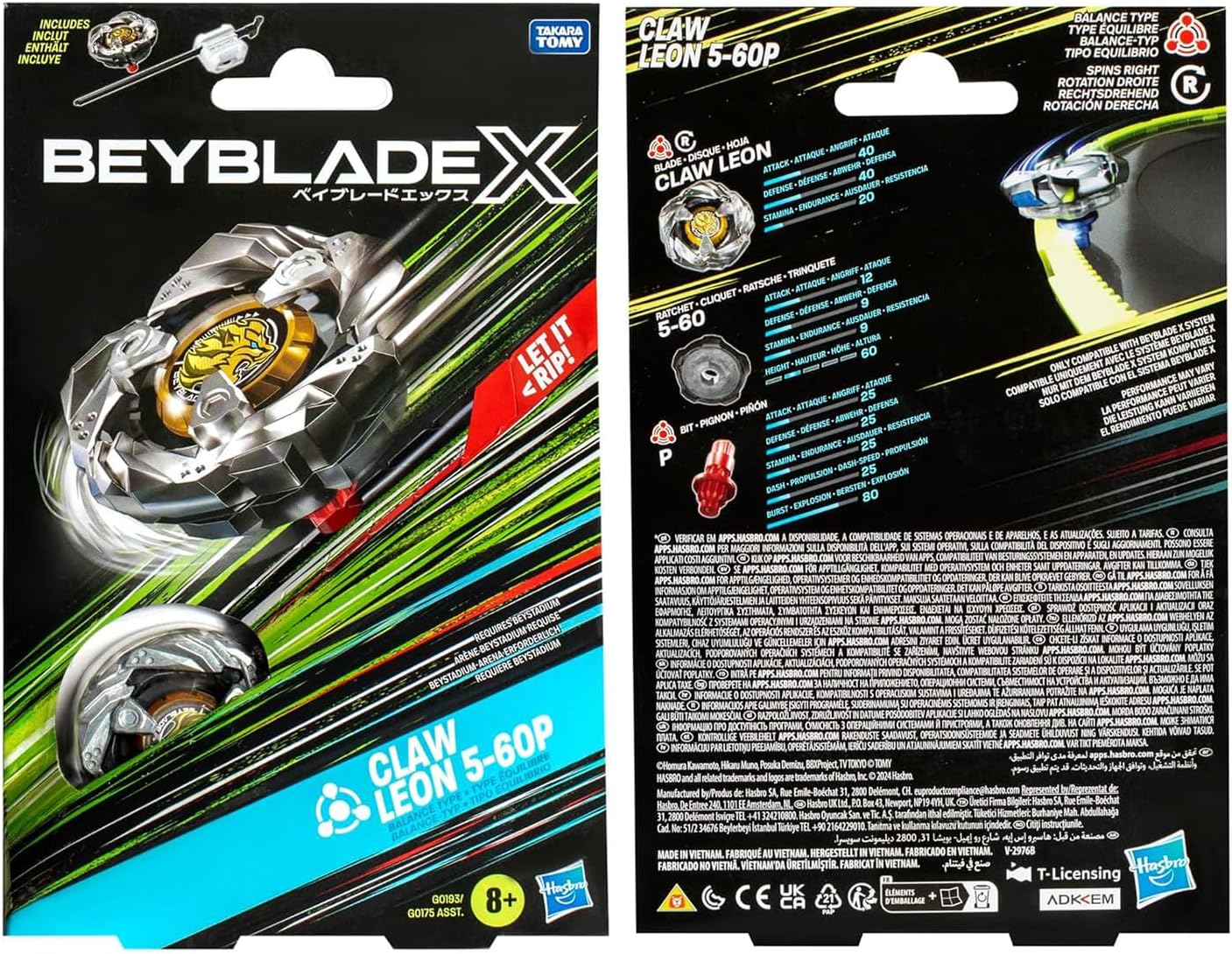 Beyblade X Claw Leon 5-60P Starter Pack Top and Launcher