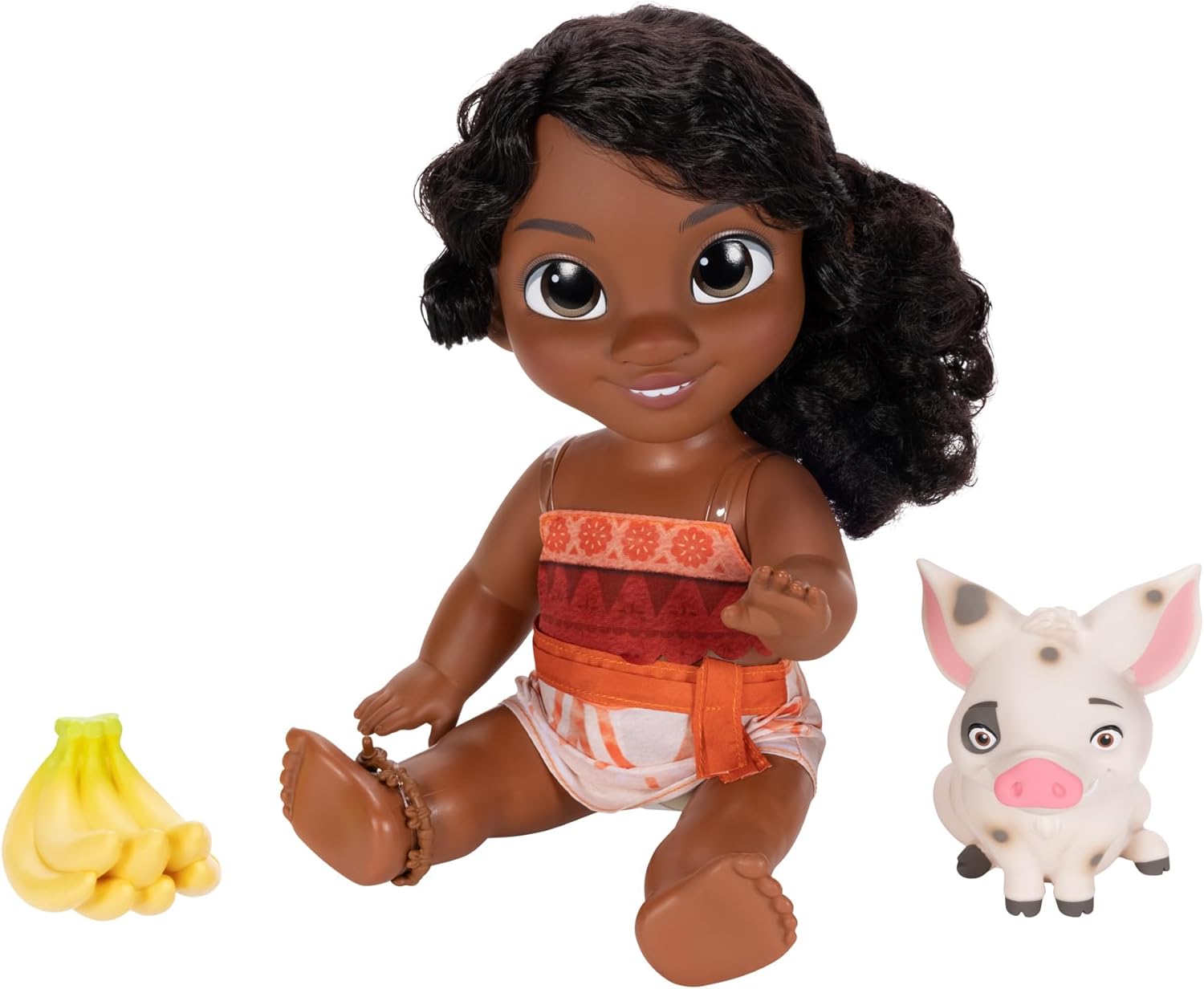 Moana 2 Disney's Little Sis Simea Doll & Pua Figure Playset By Jakks Pacific, Stands 11" / 27 cm Tall, Includes 1 Doll Outfit, 1 Pua, 1 Plastic Banana Bunch, Suggested for Ages 3+