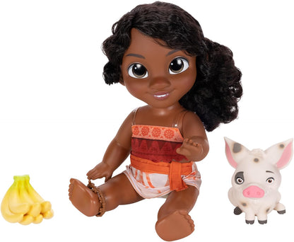 Moana 2 Disney's Little Sis Simea Doll & Pua Figure Playset By Jakks Pacific, Stands 11" / 27 cm Tall, Includes 1 Doll Outfit, 1 Pua, 1 Plastic Banana Bunch, Suggested for Ages 3+