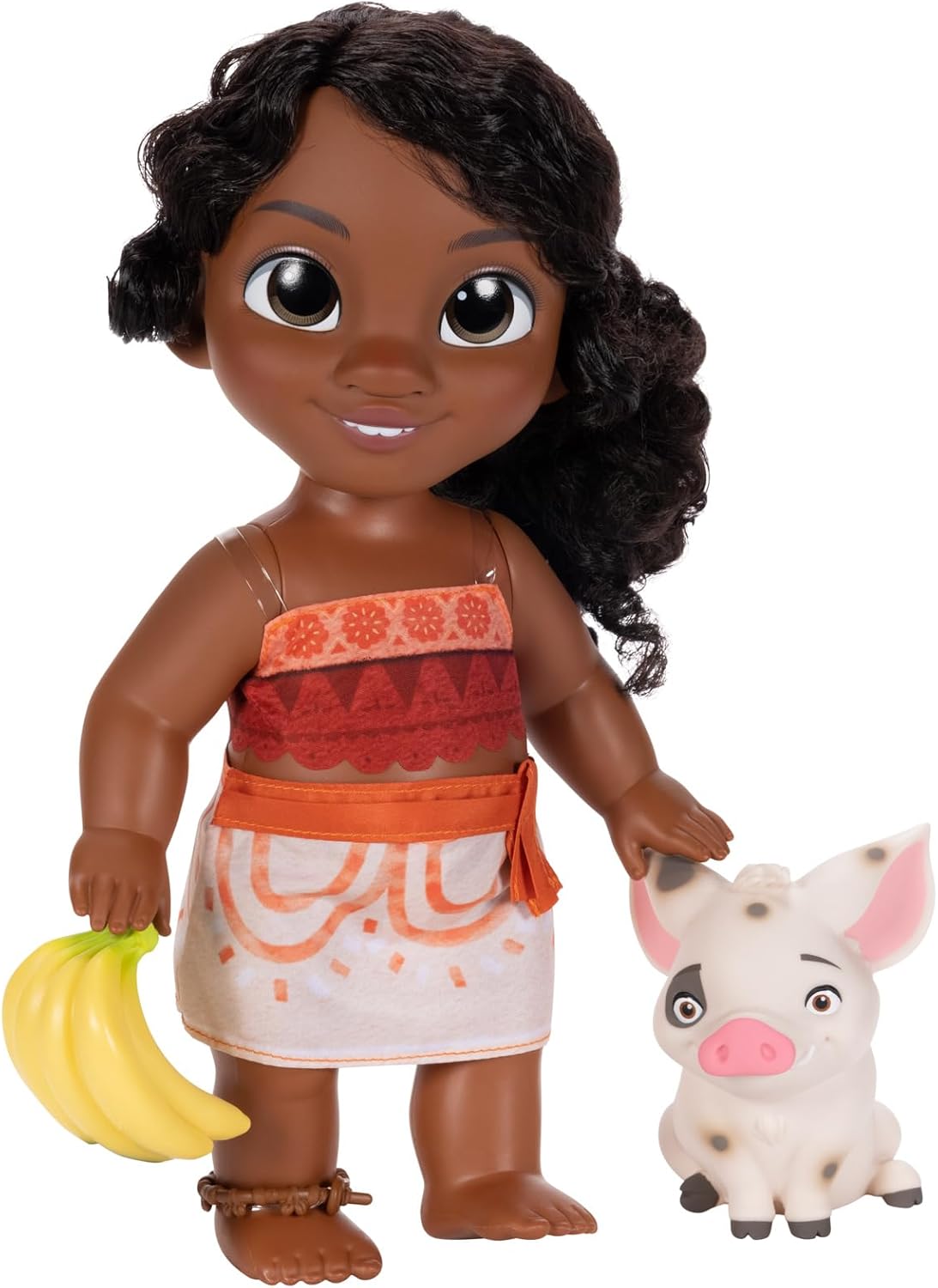 Moana 2 Disney's Little Sis Simea Doll & Pua Figure Playset By Jakks Pacific, Stands 11" / 27 cm Tall, Includes 1 Doll Outfit, 1 Pua, 1 Plastic Banana Bunch, Suggested for Ages 3+
