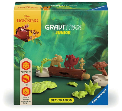 Ravensburger- Simba, Pumbaa, Timón GraviTrax Junior Extension Disney Lion King 23862-Pista de canicas para niños a Partir de 3 años, con Figuras del Rey León Mundial (23862