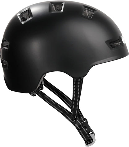 Crazy Safety Vertigo Mat Zwarte Fietshelm Voor- en Achterlicht USB | Skaterhelm Voor Scooter, Skateboard, Skates en BMX-fietsen, Stadsfietshelm Voor Heren Dames | M 54-57cm