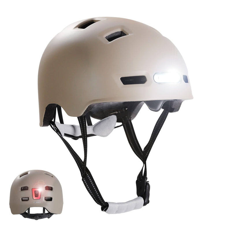 Crazy Safety Vertigo Mat Zwarte Fietshelm Voor- en Achterlicht USB | Skaterhelm Voor Scooter, Skateboard, Skates en BMX-fietsen, Stadsfietshelm Voor Heren Dames | M 54-57cm