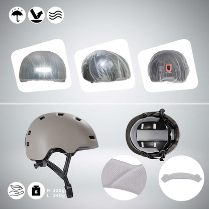 Crazy Safety Vertigo Mat Zwarte Fietshelm Voor- en Achterlicht USB | Skaterhelm Voor Scooter, Skateboard, Skates en BMX-fietsen, Stadsfietshelm Voor Heren Dames | M 54-57cm