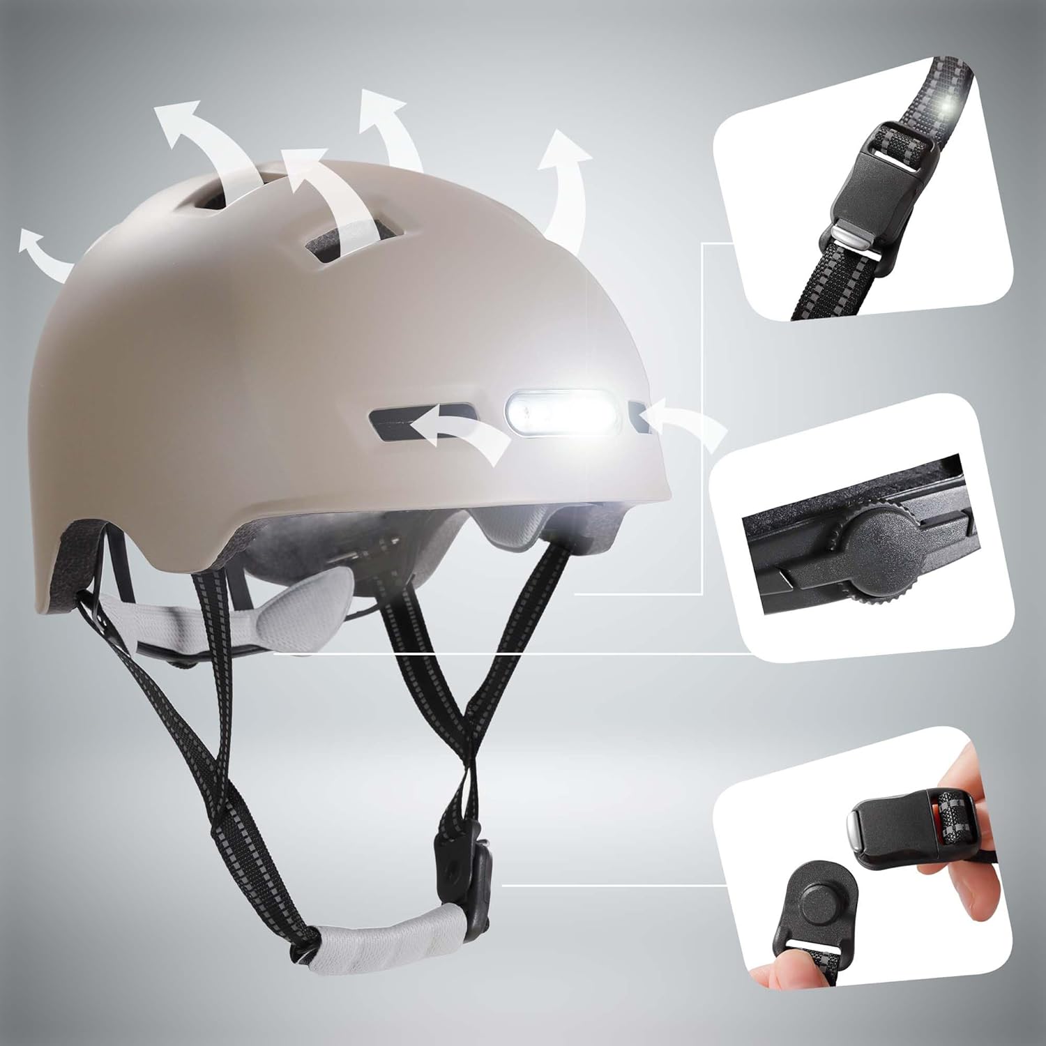 Crazy Safety Vertigo Mat Zwarte Fietshelm Voor- en Achterlicht USB | Skaterhelm Voor Scooter, Skateboard, Skates en BMX-fietsen, Stadsfietshelm Voor Heren Dames | M 54-57cm