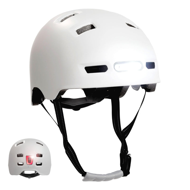 Crazy Safety Vertigo Mat Zwarte Fietshelm Voor- en Achterlicht USB | Skaterhelm Voor Scooter, Skateboard, Skates en BMX-fietsen, Stadsfietshelm Voor Heren Dames | M 54-57cm
