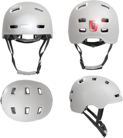 Crazy Safety Vertigo Mat Zwarte Fietshelm Voor- en Achterlicht USB | Skaterhelm Voor Scooter, Skateboard, Skates en BMX-fietsen, Stadsfietshelm Voor Heren Dames | M 54-57cm