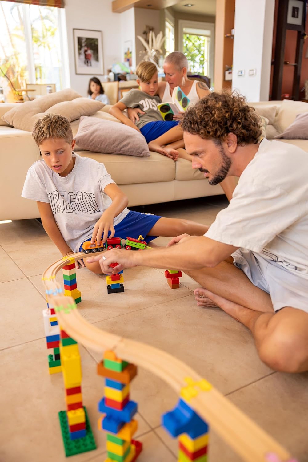 Alpha Boosterz Gleisverbinder-32-teiliges All-Inclusive-Set, kleine Holzeisenbahnschienen & Bausteine für Kinderspielzeug-passend für Brio-Gleisset & Duplo-Eisenbahngleisadapter-langlebiger Holzzug