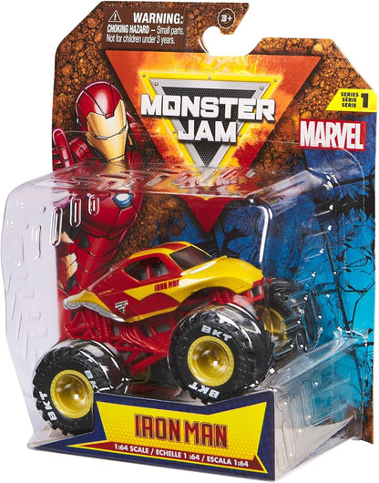 Monster Jam, Marvel Official Captain America Monster Truck, Die-Cast Vehicle, 1:64 Scale, Superhero Kids’ Toys for Boys Aged 3 and up