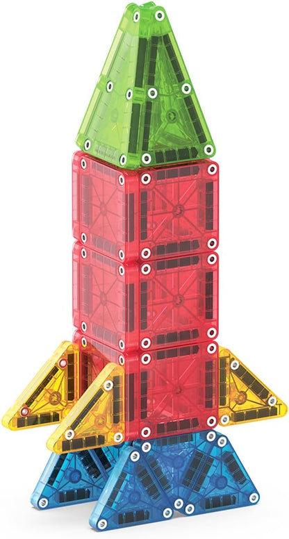 Magna-Tiles microMAGS 26-teiliges Reise-Magnetbauset - Kräftige Farben, die Original Magnetbaumarke