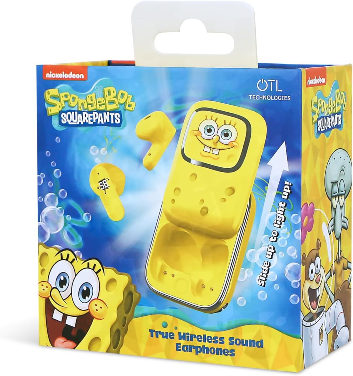 OTL Technologies SB1391 SpongeBob Squarepants Slider TWS Earphones with Slide Open Light Up Charging Case - Yellow