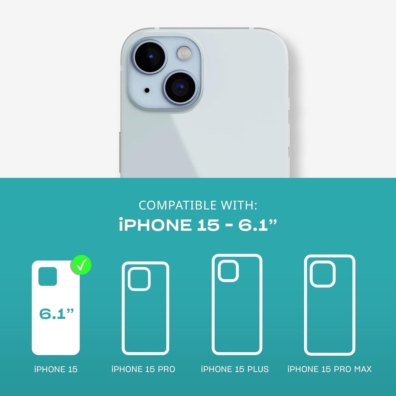 Tech21 Evo Lite Clear hoesje voor iPhone 15, Semi-Transparent, Standaard telefoonhoesje, TPU en Biologisch afbreekbaar materiaal, Valbescherming: 2.4m