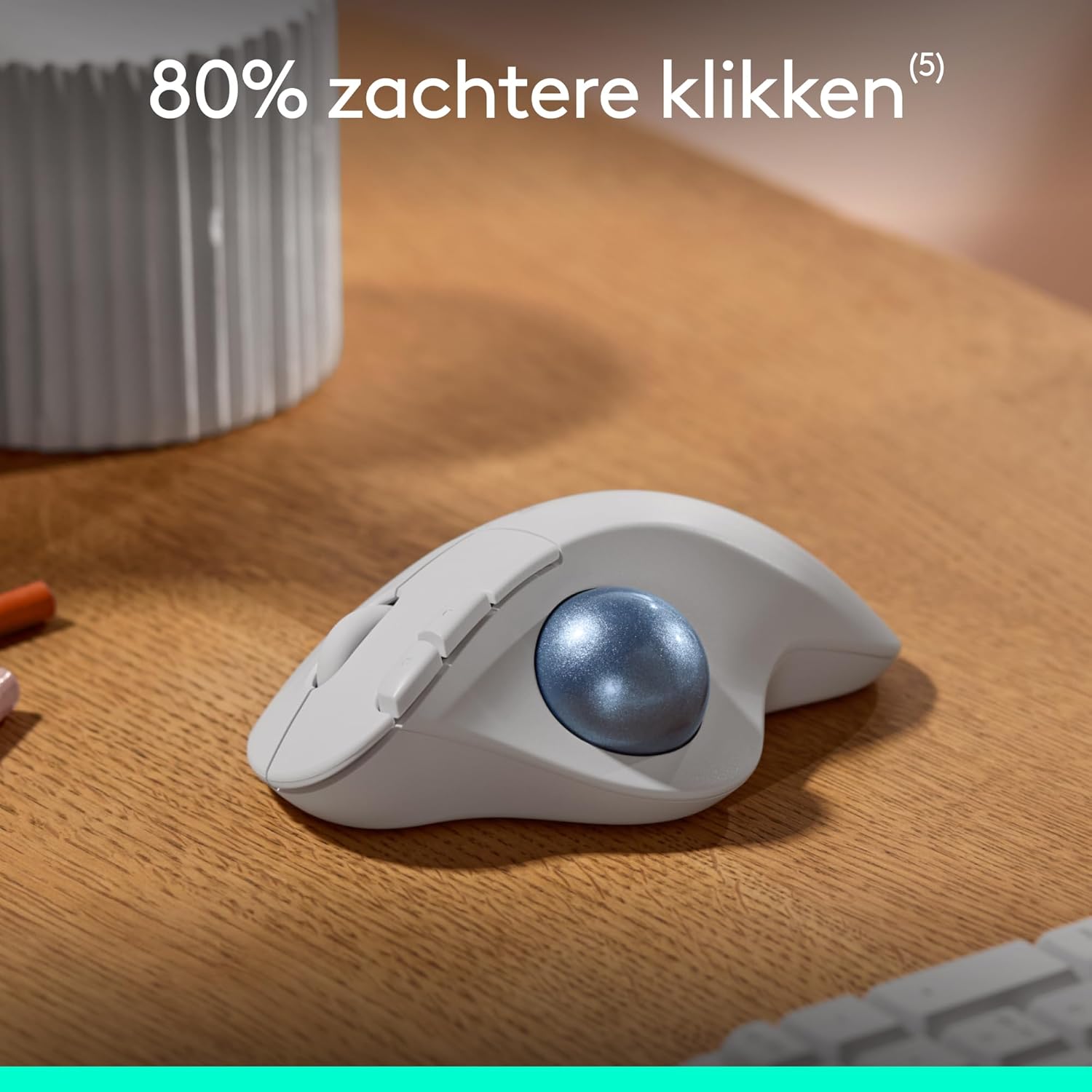 Logitech ERGO M575S Wireless Trackball Mouse, Wireless Ergonomic Mouse With Bluetooth and Encrypted Dongle, Comfortable Thumb Control, Precise and Smooth Tracking, for PC/Mac - White