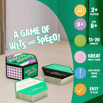 Ginger Fox Kids vs Adults Fun-for-All Trivia Card Game, Family Games for Ages 8+, Show Who s The Boss by Correctly Answering Trivia Cards, Fun Games for Family Game Night