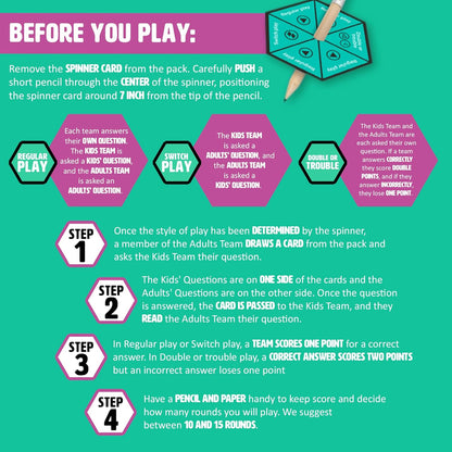 Ginger Fox Kids vs Adults Fun-for-All Trivia Card Game, Family Games for Ages 8+, Show Who s The Boss by Correctly Answering Trivia Cards, Fun Games for Family Game Night