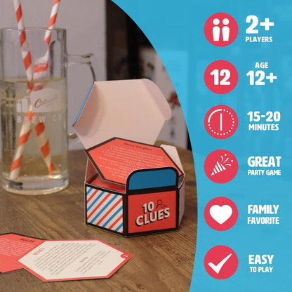 Ginger Fox - 10 Clues Quick-Thinking Card Game. Card Games for Adults and Kids Aged 12 and Over. Fun Card Games for Family Game Nights, Parties and More