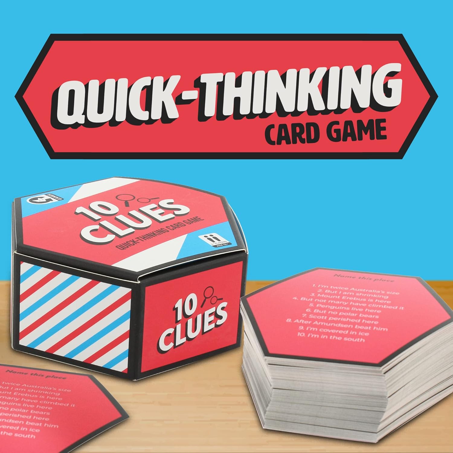 Ginger Fox - 10 Clues Quick-Thinking Card Game. Card Games for Adults and Kids Aged 12 and Over. Fun Card Games for Family Game Nights, Parties and More