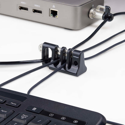 StarTech.com Peripheral Cable Anchor Lock, Secure Keyboard/Mouse, Cable Trap w/Metal Plate, Use w/Laptop Security Cable