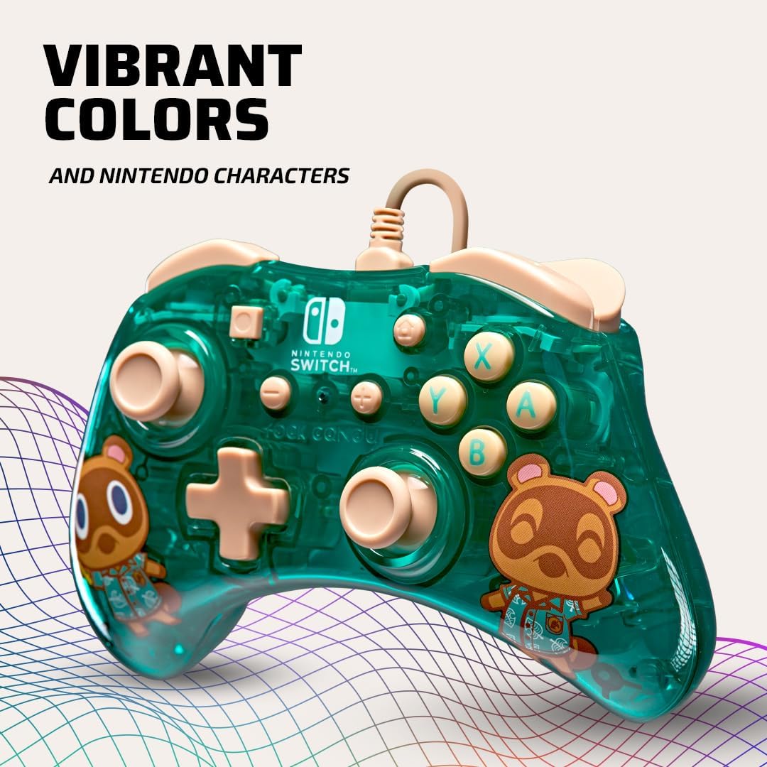 PDP Rock Candy bekabeld Gaming Switch Pro Controller - Timmy & Tommy - Teal - Licensed by Nintendo - OLED / Lite Compatible - Compact, Durable Travel Controller Animal Crossing