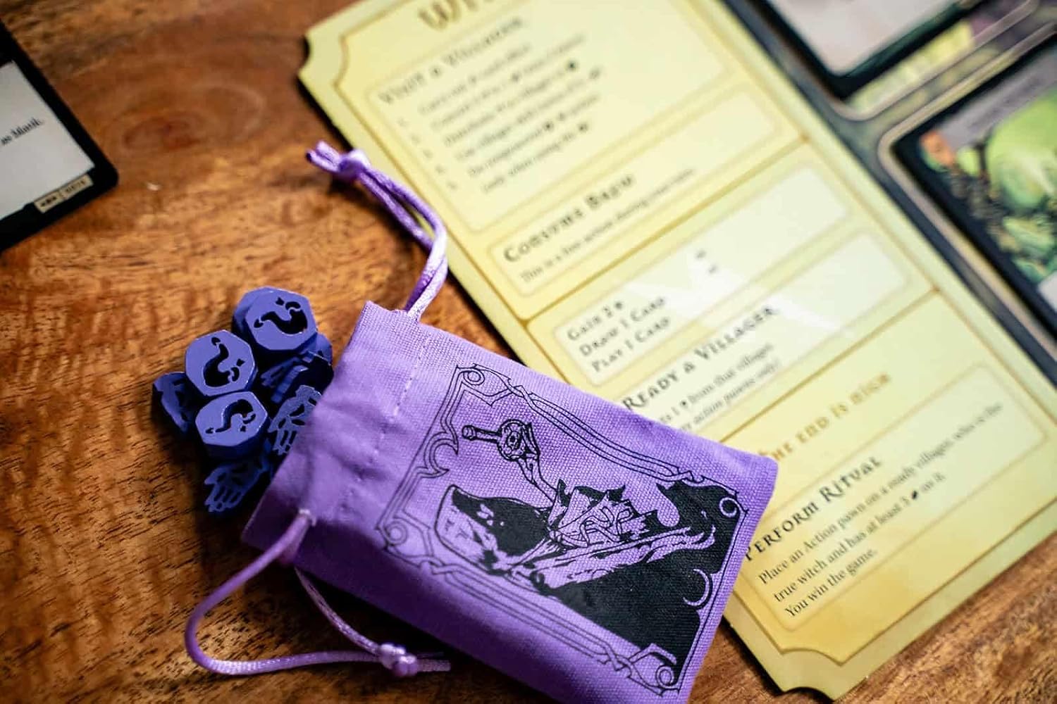 Capstone Games Pagan: Fate of Roanoke - Wooden Token Set, 125 Painted Game Pieces & 3 Custom Screen Printed Cloth Bags