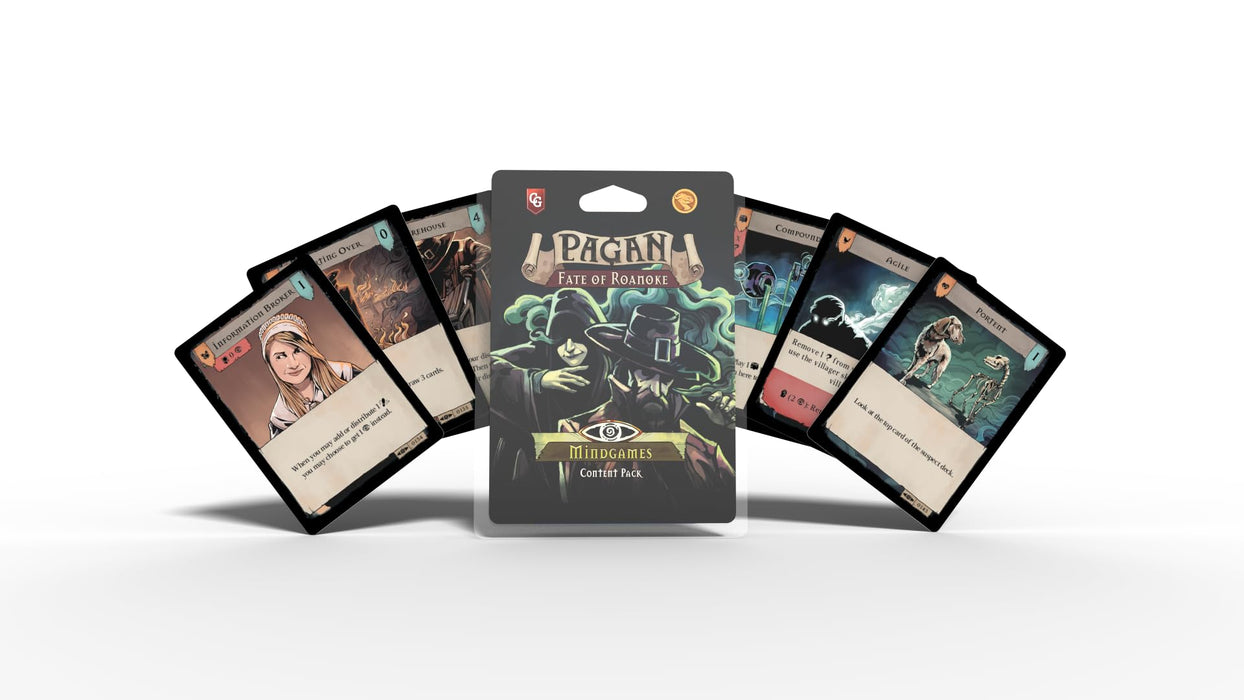 Capstone Games Pagan: Fate of Roanoke - Mind Games Expansion Pack, Dueling Witch & Hunter Asymmetrical Deduction Card Game Filled with Intrigue & Mystery, 2 Players, 60 Mins