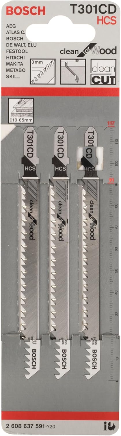 Bosch - Decoupeerzaagblad T 301 Cd Clean For Wood - 3 Stuks