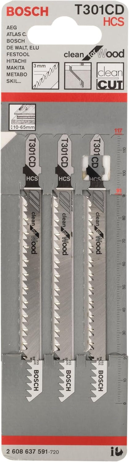 Bosch - Decoupeerzaagblad T 301 Cd Clean For Wood - 3 Stuks