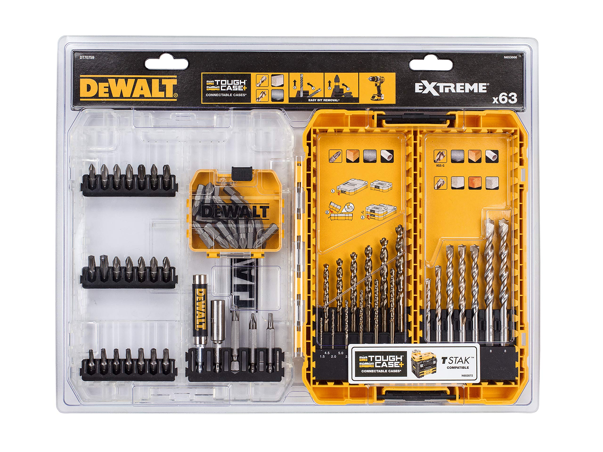 Dewalt Extreme Schroefbit- En Borenset Dt70759-Qz Steen/Metaal 63-Delig