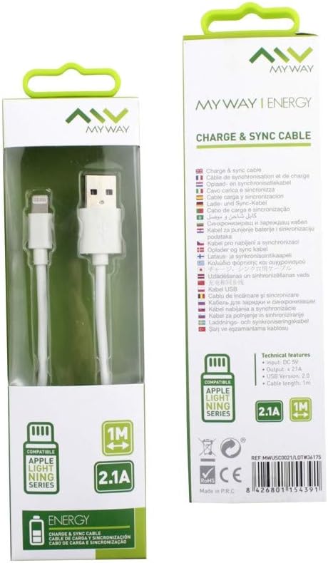 Myway Cable USB-Lightning 2.1A 1m White