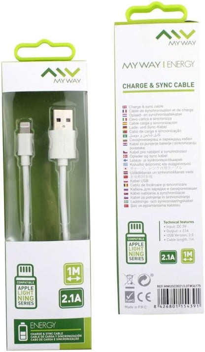 Myway Cable USB-Lightning 2.1A 1m White