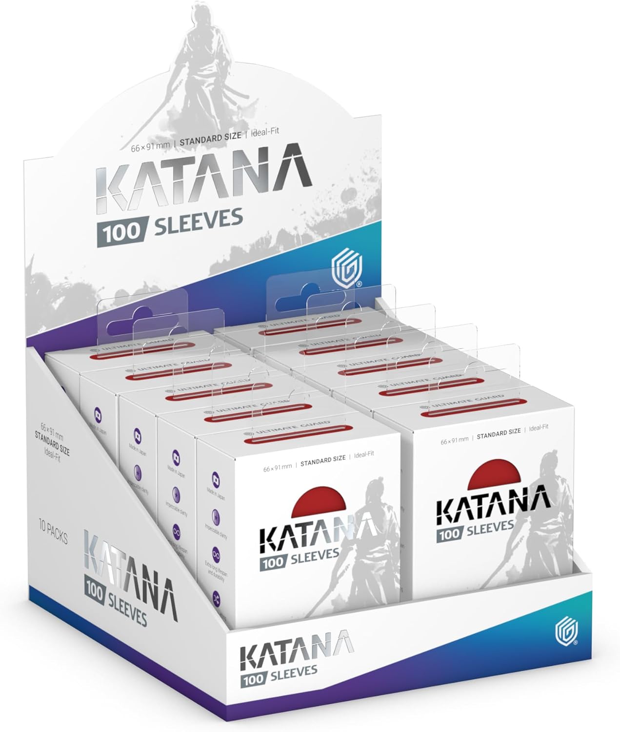 Ultimate Guard Katana Card Sleeves, 100 Standard Size TCG Sleeves, 66 x 91mm, Rising Sun Back, Tournament Sleeves, No PVC & Acid-Free, High Clarity