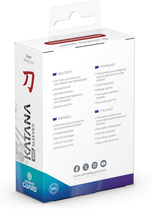 Ultimate Guard Katana Card Sleeves, 100 Standard Size TCG Sleeves, 66 x 91mm, Rising Sun Back, Tournament Sleeves, No PVC & Acid-Free, High Clarity