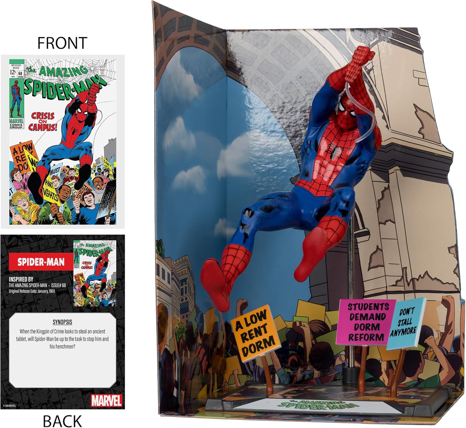 McFarlane Marvel Spider-Man 1:10th Scale Collectible with Scene Gold Label (The Amazing Spider-Man #68) Toys