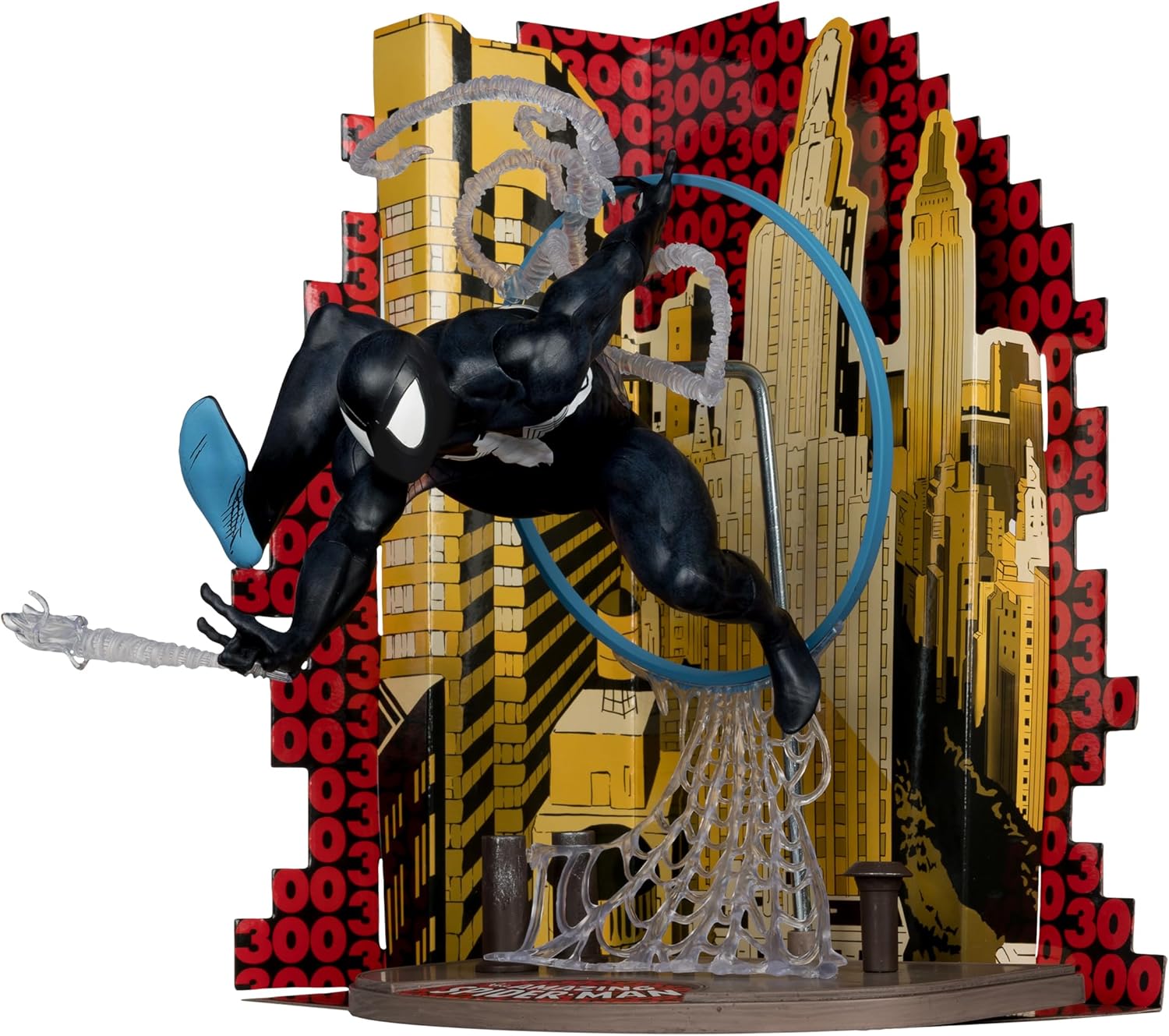 McFarlane Toys -Marvel Spider-Man (Symbiote Suit) 1:6th Scale Collectible with Scene & Comic (Based on The Amazing Spider-Man #300