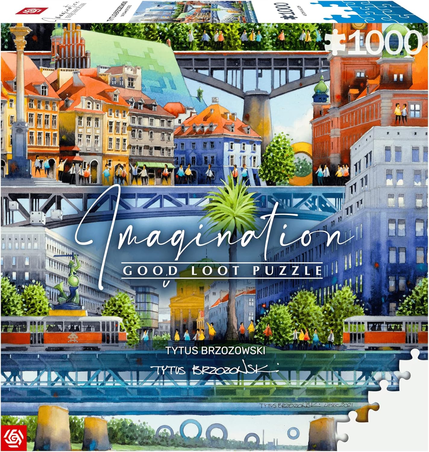 Good Loot Rompecabezas Serie de Imagination Tytus Brzozowski Puentes de Varsovia Imagen Detallada Colores Brillantes Producto Duradero Horas de diversión Entretenimiento Familiar 1000 Piezas 68x48 cm