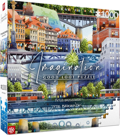Good Loot Rompecabezas Serie de Imagination Tytus Brzozowski Puentes de Varsovia Imagen Detallada Colores Brillantes Producto Duradero Horas de diversión Entretenimiento Familiar 1000 Piezas 68x48 cm
