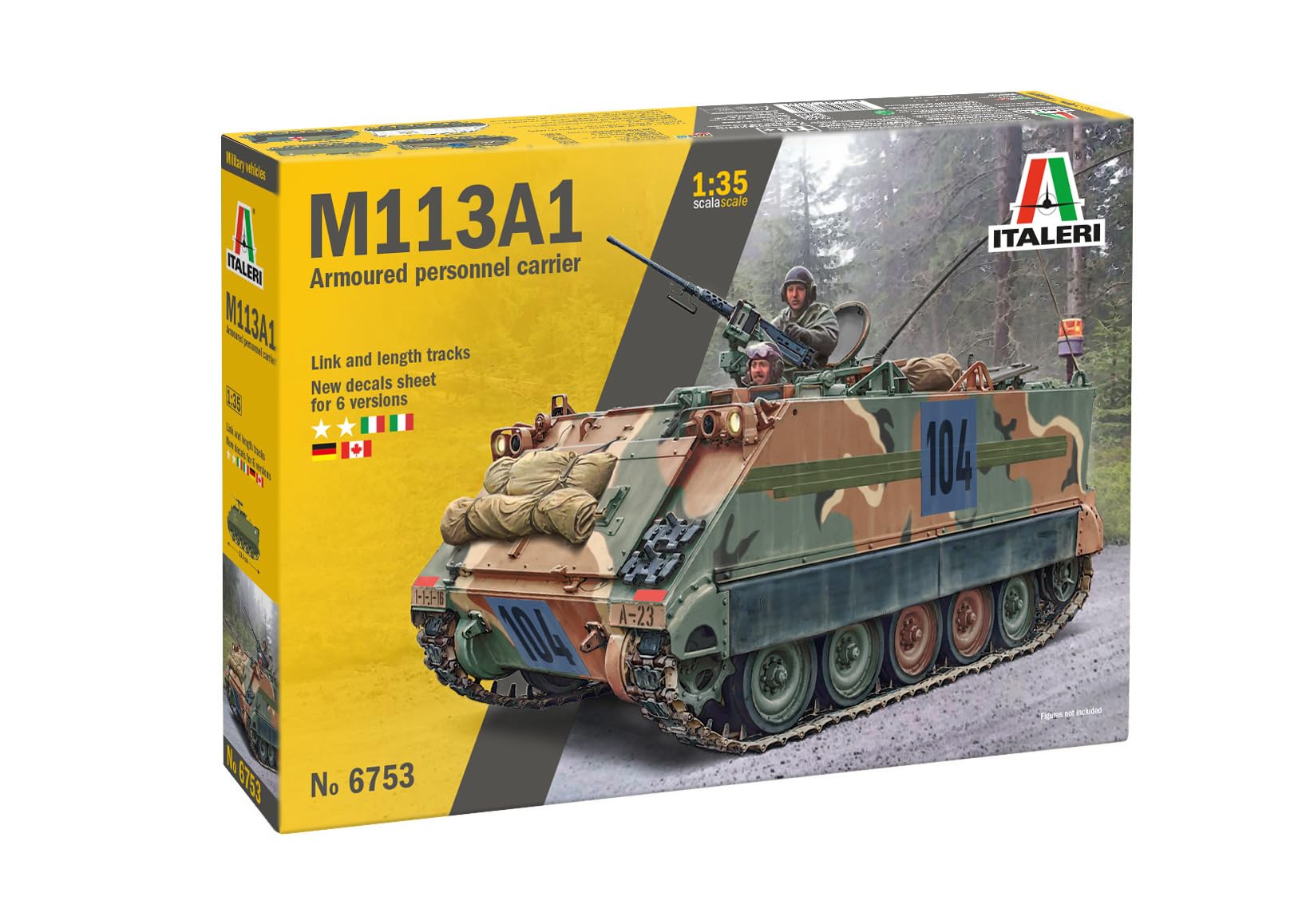 Italeri 6753 1:35 M-113 APC - Modellbau, Bausatz, Standmodellbau, Basteln, Hobby, Kleben, Plastikbausatz, detailgetreu, Panzer Bausatz, Militär