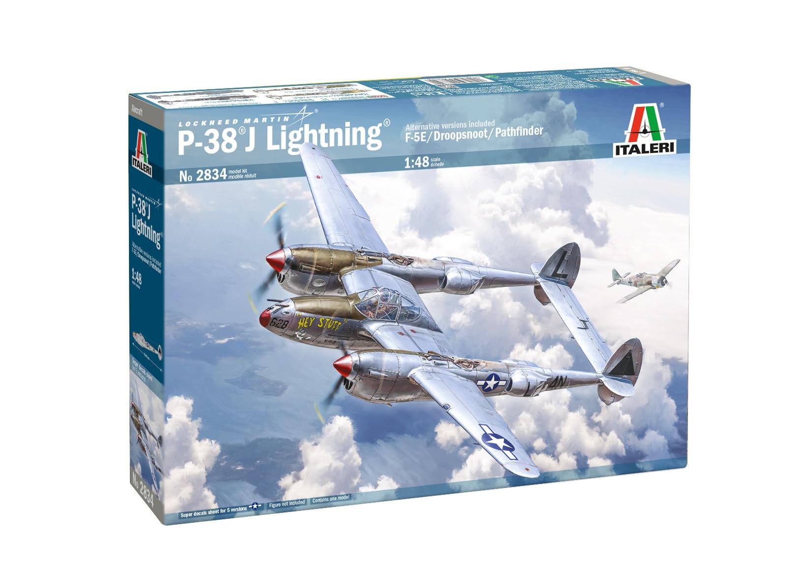 Italeri 2834 1:48 P-38J E.T.O. - Modellbau, Bausatz, Standmodellbau, Basteln, Hobby, Kleben, Plastikbausatz, detailgetreu