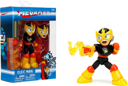 Jada Toys Mega Man 10.2 cm Elec Man - Actionfigur im Maßstab 1:12, Wave 2 - über 15 Gelenkpunkte, alternative Hände & Kopf, Blitzbolt-Zubehör