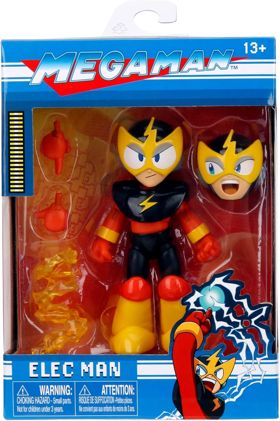 Jada Toys Mega Man 10.2 cm Elec Man - Actionfigur im Maßstab 1:12, Wave 2 - über 15 Gelenkpunkte, alternative Hände & Kopf, Blitzbolt-Zubehör