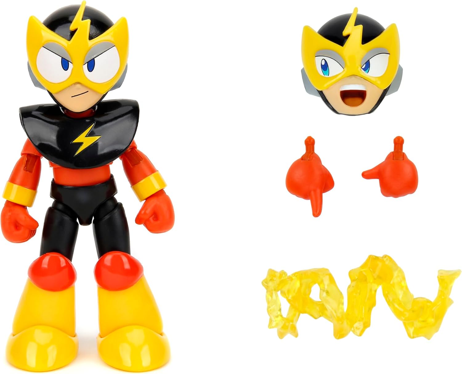 Jada Toys Mega Man 10.2 cm Elec Man - Actionfigur im Maßstab 1:12, Wave 2 - über 15 Gelenkpunkte, alternative Hände & Kopf, Blitzbolt-Zubehör