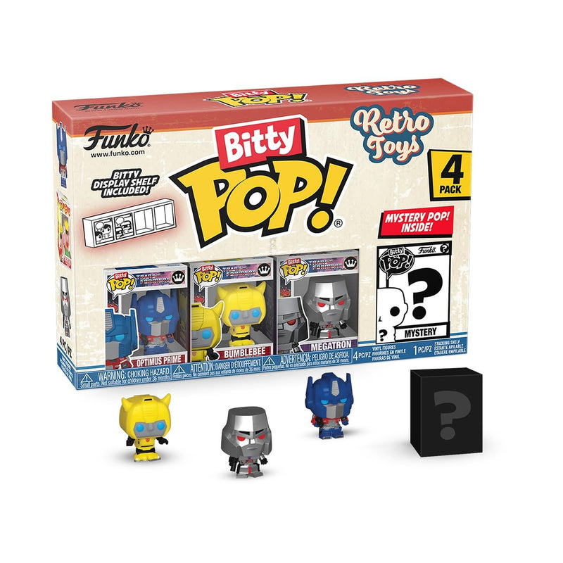 Funko Bitty Pop! Retro Toys: Mini Collectible Toys 4-Pack - Optimus Prime, Bumblebee, Megatron & Mystery Chase Figure (Styles May Vary)