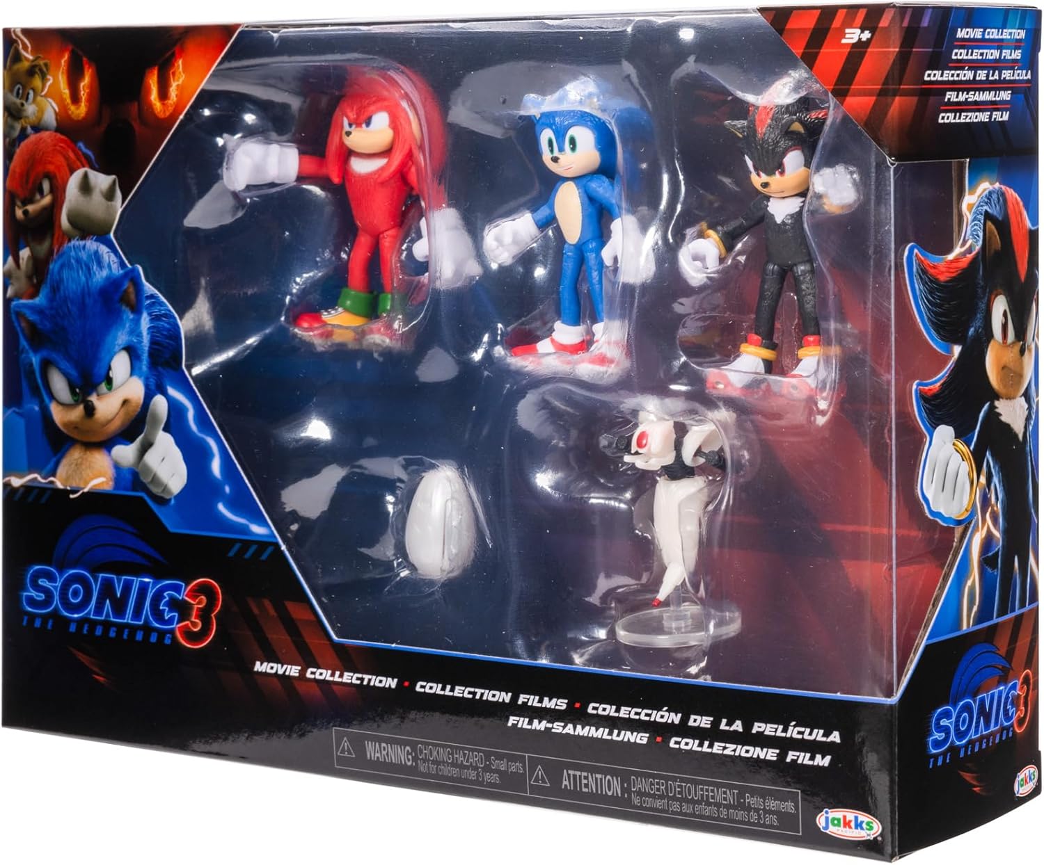 SONIC THE HEDGEHOG - Licence Officielle - Jakks Pacific - Lot Figurines Sonic 3 de 6,35 cm avec Sonic, Shadow, Knuckles - Plus Accessoires Drone et Buzz Bomber - Univers Jeu Vidéo - Jouets Articulés