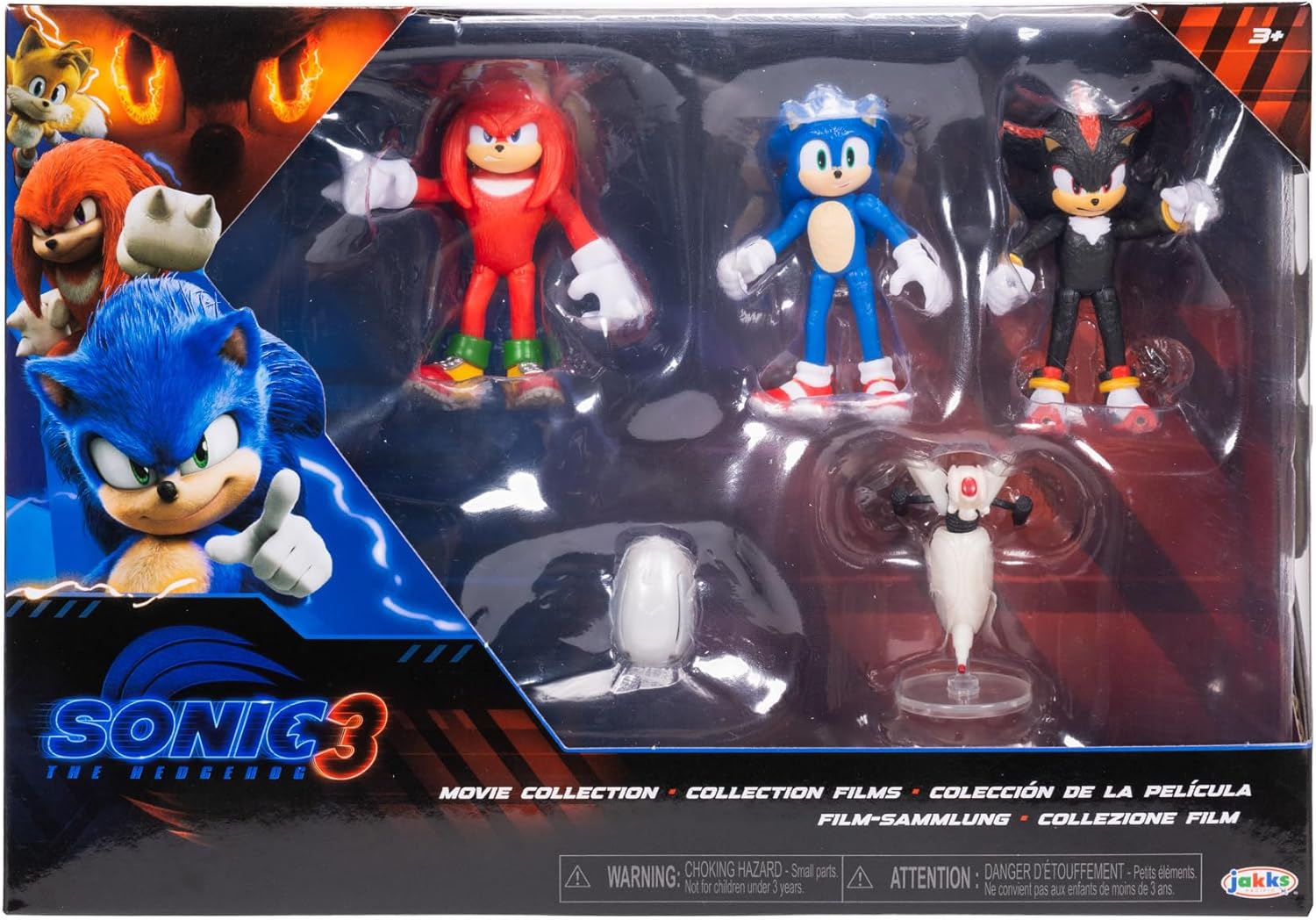 SONIC THE HEDGEHOG - Licence Officielle - Jakks Pacific - Lot Figurines Sonic 3 de 6,35 cm avec Sonic, Shadow, Knuckles - Plus Accessoires Drone et Buzz Bomber - Univers Jeu Vidéo - Jouets Articulés