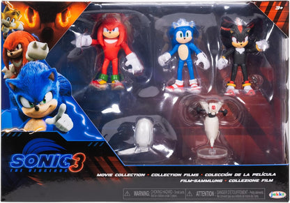 SONIC THE HEDGEHOG - Licence Officielle - Jakks Pacific - Lot Figurines Sonic 3 de 6,35 cm avec Sonic, Shadow, Knuckles - Plus Accessoires Drone et Buzz Bomber - Univers Jeu Vidéo - Jouets Articulés